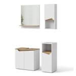 Ensemble de meubles de salle de bain marelle 4 parties blanc chne artisan vicco