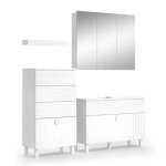 Meubles bain sola 3 pi�ces avec armoire centrale blanc vicco 40870