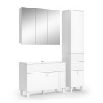 Meubles bain sola 3 pi�ces avec armoire haute blanc vicco 40871