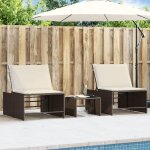 Vidaxl lot de 2 chaises longues modulaires avec table bain de soleil transat de terrasse si�ge de jardin ...