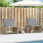 Vidaxl lot de 2 chaises longues modulaires avec table bain de soleil transat de terrasse si�ge de jardin ...