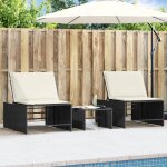 Vidaxl lot de 2 chaises longues avec table, bain de soleil, transat de terrasse, sige de jardin patio ...
