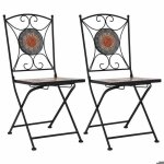 Vidaxl 2x chaises de bistrot mosa�que chaises pliantes chaises de jardin chaises de balcon chaises de ...