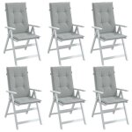 Vidaxl lot de 6 coussins de chaise  dossier haut oreillers de balcon coussins de siges patio jardin ...