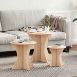 Vidaxl table basse ronde en pin massif style rustique 46 x 46 x 47 cm - naturel