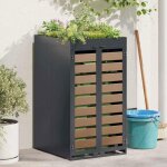 Vidaxl abri pour poubelle 240l en acier anthracite avec toit jardini�re et drainage