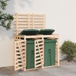 Vidaxl abri pour poubelle double sur roulettes bois massif de pin rangement des poubelles � roulettes ...