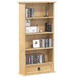 Vidaxl armoire  cd corona 52x17, 5x103 cm bois de pin massif, unit de rangement cd, armoire de rangement ...