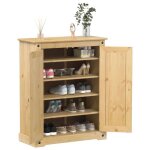 Vidaxl armoire  chaussures corona 86x385x108 cm bois de pin massif armoire de rangement de chaussures ...