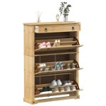 Vidaxl armoire  chaussures corona 99x32x138 cm bois de pin massif rangement de chaussures placard  ...