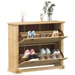 Vidaxl armoire � chaussures corona 99x32x85 cm bois de pin massif rangement de chaussures placard � chaussures ...