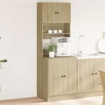 Vidaxl armoire de cuisine chne sonoma 60x50x180 cm bois d'ingnierie, placard de cuisine, unit de cuisinette ...