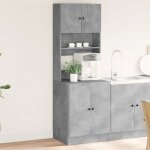 Vidaxl armoire de cuisine gris b�ton 60x50x180 cm bois ding�nierie placard de cuisine unit� de cuisinette ...