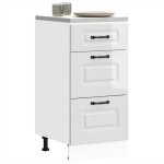 Vidaxl armoire de cuisine kalmar blanc brillant bois ingnierie, meuble d'vier, meuble de cuisine avec ...