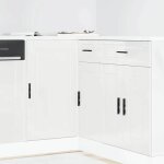 Vidaxl armoire de cuisine porto blanc brillant bois ingnierie armoire dvier meuble bas dvier de cuisine ...