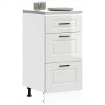Vidaxl armoire de cuisine porto blanc brillant bois ing�nierie meuble d�vier meuble de cuisine avec tiroir ...
