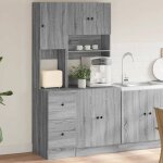 Vidaxl armoire de cuisine sonoma gris 95x50x180 cm bois d?ing�nierie placard de cuisine unit� de cuisinette ...