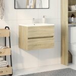 Vidaxl armoire d'évier chêne sonoma 60x38, 5x45 cm aggloméré, meuble de lavabo de salle de bain, meuble ... Vidaxl armoire d'évier chêne sonoma 60x38, 5x45 cm aggloméré, meuble de lavabo de salle de bain, meuble ...