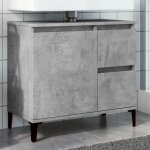 Vidaxl armoire dvier gris bton 65x33x60 cm bois dingnierie meuble de lavabo de salle de bain meuble ...