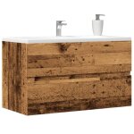 Vidaxl armoire d'vier vieux bois 90x38, 5x45 cm bois d'ingnierie, armoire de salle de bain, support, ...