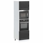 Vidaxl armoires de four 2 pcs kalmar noir bois dingnierie unit de four armoire de four de cuisine unit ...