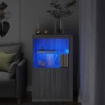 Vidaxl armoire lat�rale et lumi�res led meuble de rangement avec �tag�re en verre buffet de salon int�rieur ...