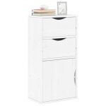 Vidaxl armoire latrale tiroirs odda blanc 40x24x79 cm bois massif pin armoire buffet meuble de rangement ...