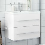 Vidaxl armoire lavabo de salle de bain avec bassin int�gr� meuble sous �vier placard de rangement organisateur ...