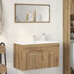 Vidaxl armoire lavabo de salle de bain chne artisanal bois ingnierie, placard lavabo de salle de bain, ...