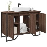 Vidaxl armoire lavabo de salle de bain ch�ne marron 91x35x60 cm placard lavabo de salle de bain meubles ...