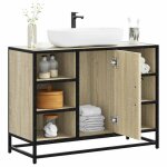 Vidaxl armoire lavabo de salle de bain chne sonoma bois dingnierie meuble de lavabo de salle de bain ...
