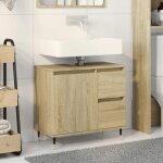 Vidaxl armoire lavabo de salle de bain chne sonoma bois dingnierie meuble sous lavabo meuble de salle ...