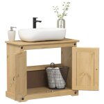 Vidaxl armoire lavabo de salle de bain corona bois de pin massif placard lavabo de salle de bain meubles ...