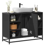 Vidaxl armoire lavabo de salle de bain noir 80x33x60cm bois ingnierie meuble de lavabo de salle de bain ...