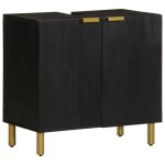 Vidaxl armoire lavabo de salle de bain noir bois ding�nierie placard lavabo de salle de bain meubles ...