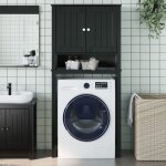 Vidaxl armoire pour machine  laver berg noir bois massif 358557