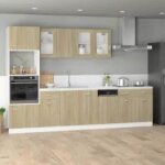 Vidaxl armoire  micro - ondes chne sonoma 60x57x207 cm agglomr placard tagre de rangement quipement ...
