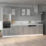Vidaxl armoire  micro - ondes sonoma gris 60x57x207 cm placard tagre de rangement quipement de cuisine ...