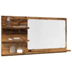 Vidaxl armoire � miroir de salle de bain vieux bois bois ding�nierie �tag�re � miroir miroir avec �tag�re ...