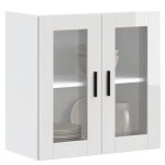 Vidaxl armoire murale cuisine avec porte en verre porto blanc brillant 854149