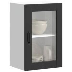 Vidaxl armoire murale de cuisine avec porte en verre porto noir 854008