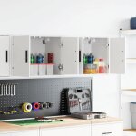 Vidaxl armoires murales de garage 2 pcs blanc bois ding�nierie 860644