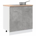 Vidaxl armoire de plancher d'vier gris bton 80x46x81, 5 cmaagglomr, armoire de cuisine, meuble de ...