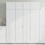 Vidaxl armoire de rangement blanc 80x425x225 cm bois ding�nierie armoire de rangement de salle de bain ...