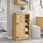 Vidaxl armoire de salle de bain corona 70x33x110 cm bois de pin massif armoire de rangement de salle ...