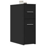 Vidaxl armoire de salle de bain �troite avec roulettes noir armoire de salle de bain haute rangement ...