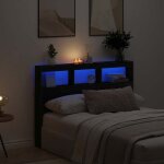 Vidaxl armoire tte de lit avec led chne noir 140x17x102 cm tte de lit tte de lit  led armoire de ...