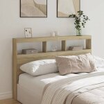 Vidaxl armoire t�te de lit avec led t�te de lit avec compartiment meuble de rangement chambre � coucher ...