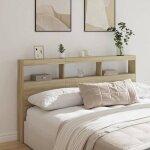 Vidaxl armoire t�te de lit avec led t�te de lit avec compartiment meuble de rangement chambre � coucher ...