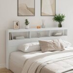 Vidaxl armoire t�te de lit avec led t�te de lit avec compartiment meuble de rangement chambre � coucher ...